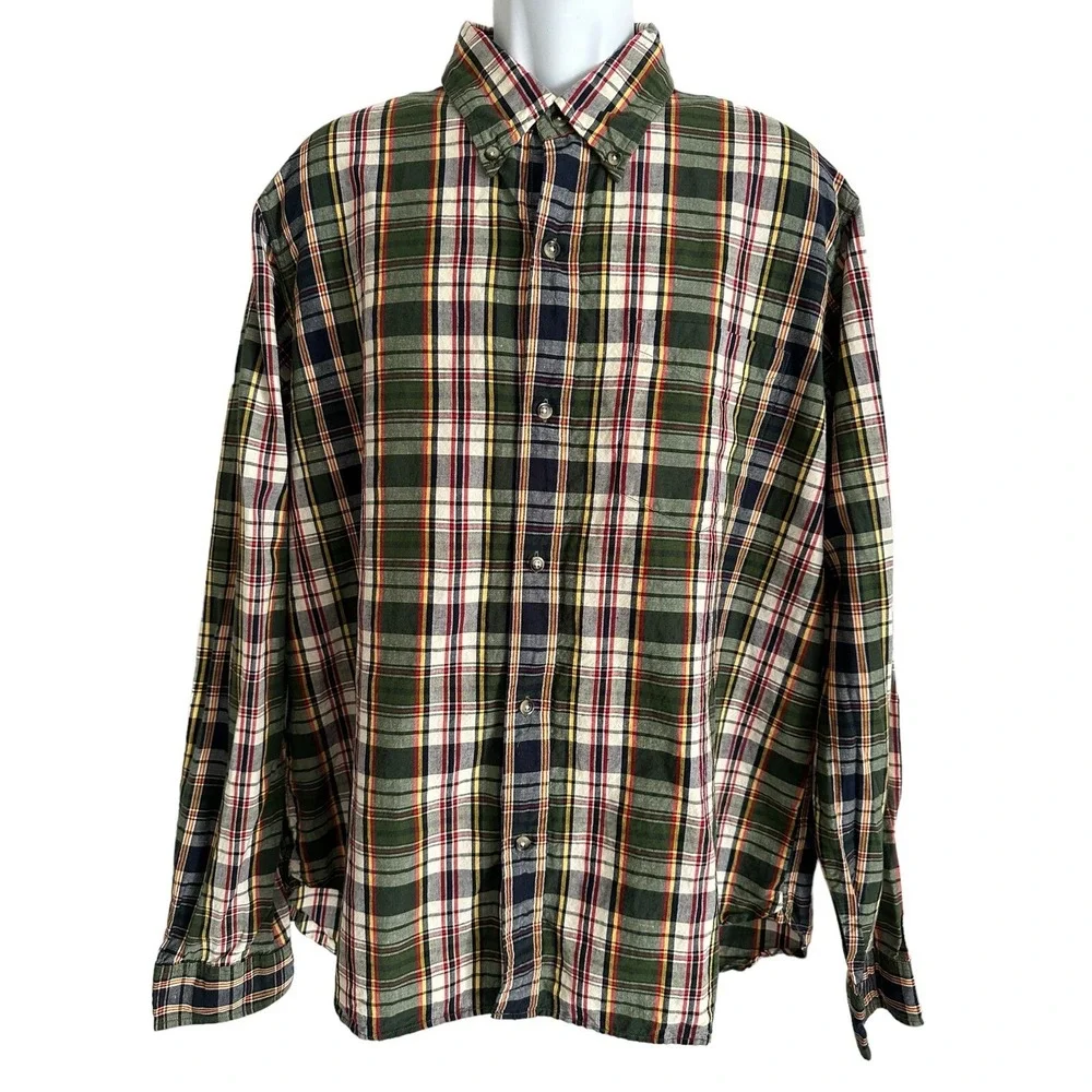 Best Made Co Mens Shirt Linen Blend XXL Button Casual Summer Plaid Tartan Preppy
